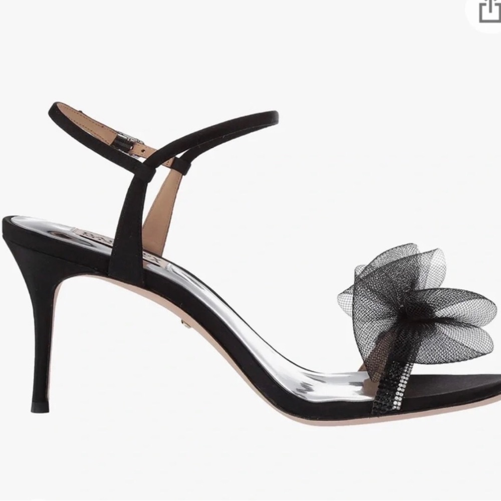 Badgley Mischka Black Tulle Floral Evening Heels